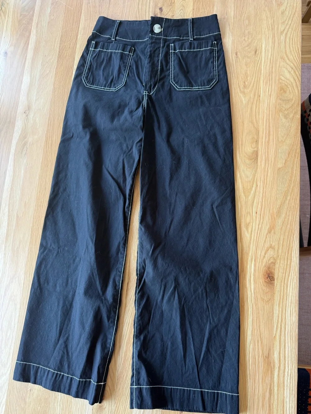 Maeve Black Colette Pants with white Contrast Stitching Sz 27 tall - Picture 2 of 6